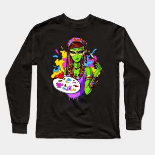 Hippie Alien Painter Long Sleeve T-Shirt